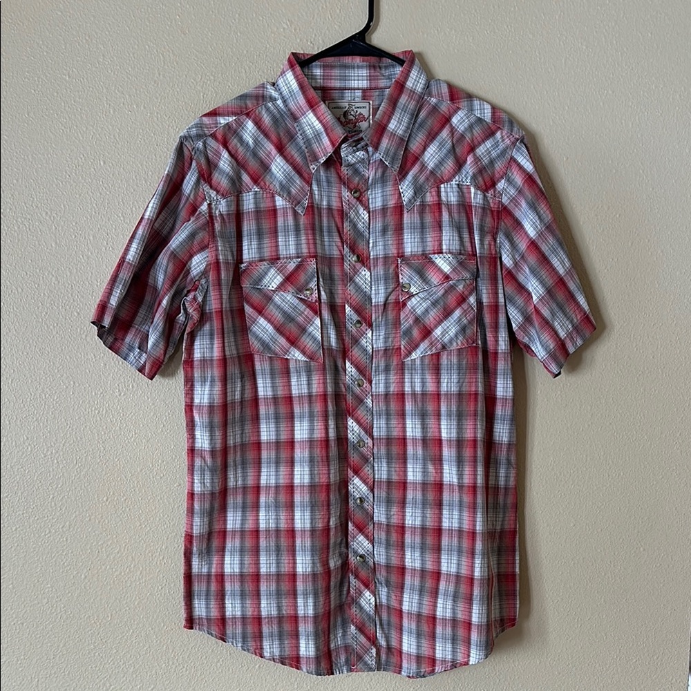 Men's Wrangler Red Plaid Short Sleeve Shirt